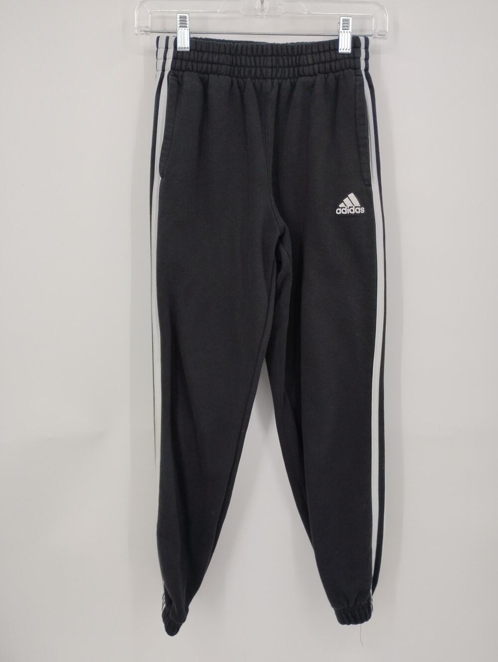 Adidas Black Sweat Pants White Stripe Jogger Regular Fit Medium 10/12